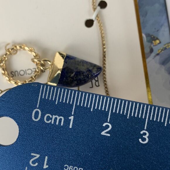 Ella Shea Gemstone Necklace Lapis Horn Pendant Be Inspired Semi Precious - Picture 5 of 5